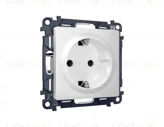 Розетка с заземлением с защитными шторками Ambrella Volt Alfa 16A/250В, винтовой зажим, белый матовый VM141+AP1270 VM141 + AP1270