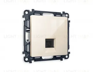 Розетка телефонная одинарная Ambrella Volt Alfa RJ 11, бежевый глянец VM190+AP3120 VM190 + AP3120