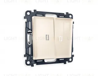 Выключатель двухклавишный с подсветкой (нейтральный белый свет) Ambrella Volt Alfa 10A/250В бежевый глянец VM115+G14W+G14W+AP3040 VM115 + G14W + AP3040