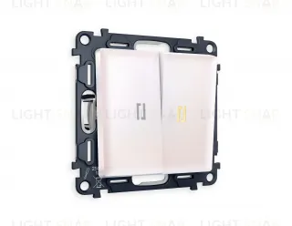 Выключатель двухклавишный проходной с подсветкой (мягкий теплый свет) Ambrella Volt Alfa 10A/250В жемчуг VM120+G22Y+G22Y+AP2040 VM120 + G22Y + AP2040