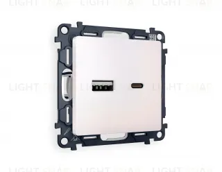 Розетка USB двойная для зарядки тип А+С 3000мА Ambrella Volt Alfa жемчуг VM177+AP2110 VM177 + AP2110