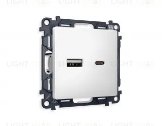 Розетка USB двойная для зарядки тип А+С 3000мА Ambrella Volt Alfa белый матовый VM177+AP1310 VM177 + AP1310