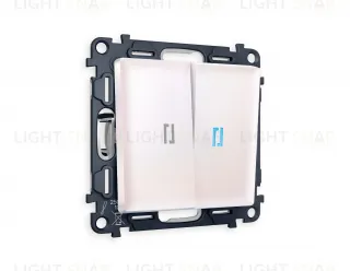 Выключатель двухклавишный с подсветкой (голубой свет) Ambrella Volt Alfa 10A/250В жемчуг VM115+G17B+G17B+AP2040 VM115 + G17B + AP2040