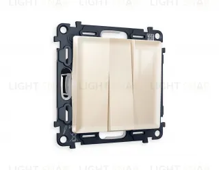 Выключатель трехклавишный Ambrella Volt Alfa 10A/250В бежевый глянец VM133+AP3050 VM133 + AP3050