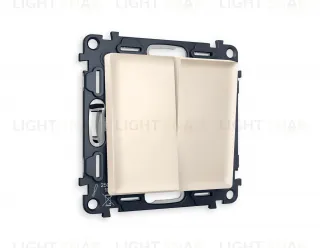 Выключатель двухклавишный проходной (из 2-х мест) Ambrella Volt Alfa 10A/250В бежевый матовый VM120+AP3230 VM120 + AP3230