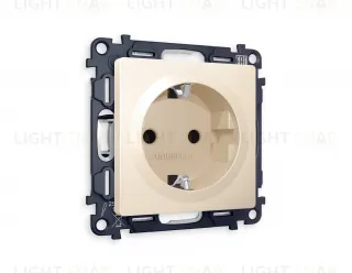 Розетка с заземлением с защитными шторками Ambrella Volt Alfa 16A/250В, винтовой зажим, бежевый матовый VM141+AP3270 VM141 + AP3270