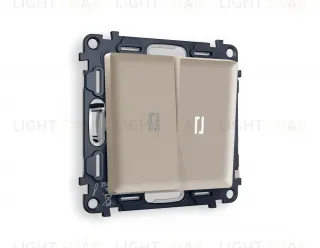 Выключатель двухклавишный с подсветкой (нейтральный белый свет) Ambrella Volt Alfa 10A/250В серо-бежевый матовый VM115+G14W+G14W+AP3640 VM115 + G14W + AP3640