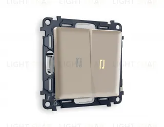 Выключатель двухклавишный с подсветкой (мягкий теплый свет) Ambrella Volt Alfa 10A/250В серо-бежевый матовый VM115+G11Y+G11Y+AP3640 VM115 + G11Y + AP3640