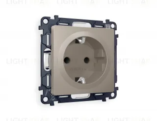 Розетка с заземлением с защитными шторками Ambrella Volt Alfa 16A/250В, винтовой зажим, серо-бежевый матовый VM141+AP3670 VM141 + AP3670
