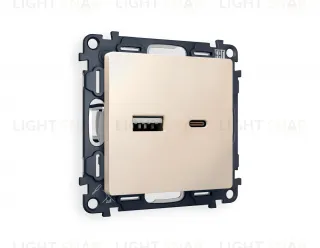 Розетка USB двойная для зарядки тип А+С 3000мА Ambrella Volt Alfa бежевый матовый VM177+AP3310 VM177 + AP3310