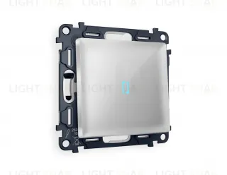 Выключатель одноклавишный с подсветкой (голубой свет) Ambrella Volt Alfa 10A/250В серебро глянец VM101+G17B+AP4020 VM101 + G17B + AP4020