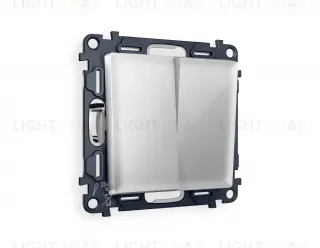 Выключатель двухклавишный Ambrella Volt Alfa 10A/250В серебро глянец VM115+AP4030 VM115 + AP4030