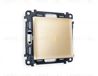 Переключатель одноклавишный (из 2-х мест) с подсветкой (мягкий теплый свет) Ambrella Volt Alfa 10A/250В шампань VM105+G22Y+AP6020 VM105 + G22Y + AP6020