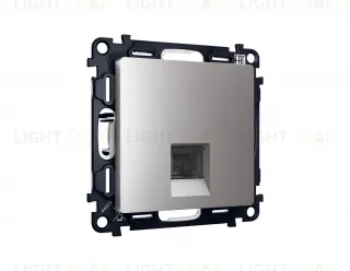 Розетка компьютерная одинарная Ambrella Volt Alfa 6 кат, RJ 45, UTP, сталь матовый VM188+AP5120 VM188 + AP5120