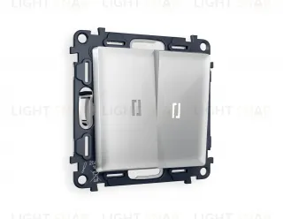 Выключатель двухклавишный проходной с подсветкой (нейтральный белый свет) Ambrella Volt Alfa 10A/250В серебро глянец VM120+G25W+G25W+AP4040 VM120 + G25W + AP4040