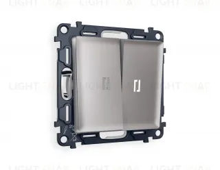 Выключатель двухклавишный с подсветкой (нейтральный белый свет) Ambrella Volt Alfa 10A/250В сталь матовый VM115+G14W+G14W+AP5040 VM115 + G14W + AP5040