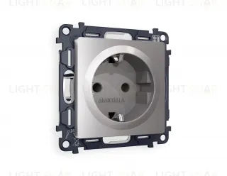 Розетка с заземлением с защитными шторками Ambrella Volt Alfa 16A/250В, винтовой зажим, сталь матовый VM141+AP5070 VM141 + AP5070