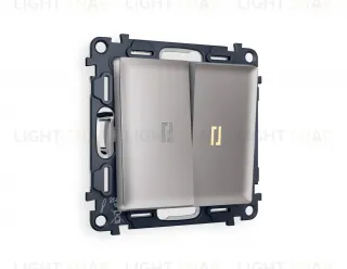 Выключатель двухклавишный проходной с подсветкой (мягкий теплый свет) Ambrella Volt Alfa 10A/250В сталь матовый VM120+G22Y+G22Y+AP5040 VM120 + G22Y + AP5040