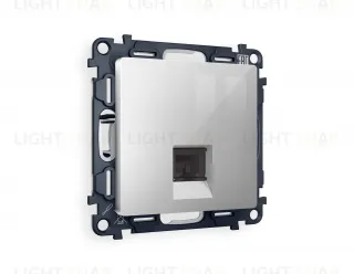 Розетка телефонная одинарная Ambrella Volt Alfa RJ 11, серебро глянец VM190+AP4120 VM190 + AP4120