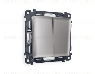 Выключатель двухклавишный Ambrella Volt Alfa 10A/250В сталь матовый VM115+AP5030 VM115 + AP5030