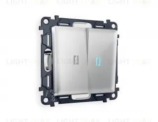 Выключатель двухклавишный с подсветкой (голубой свет) Ambrella Volt Alfa 10A/250В серебро глянец VM115+G17B+G17B+AP4040 VM115 + G17B + AP4040