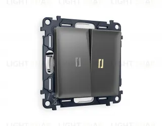 Выключатель двухклавишный проходной с подсветкой (мягкий теплый свет) Ambrella Volt Alfa 10A/250В антрацит серый VM120+G22Y+G22Y+AP6540 VM120 + G22Y + AP6540