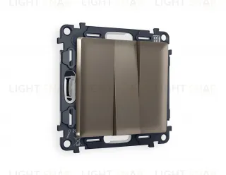 Выключатель трехклавишный Ambrella Volt Alfa 10A/250В темная бронза матовый VM133+AP6350 VM133 + AP6350