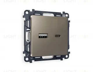 Розетка USB двойная для зарядки тип А+С 3000мА Ambrella Volt Alfa темная бронза матовый VM177+AP6410 VM177 + AP6410