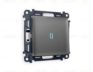 Переключатель одноклавишный (из 2-х мест) с подсветкой (голубой свет) Ambrella Volt Alfa 10A/250В антрацит серый VM105+G29B+AP6520 VM105 + G29B + AP6520