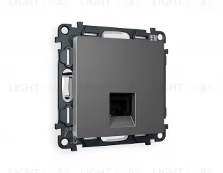 Розетка компьютерная одинарная Ambrella Volt Alfa 6 кат, RJ 45, UTP, антрацит серый VM188+AP6620 VM188 + AP6620