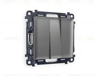 Выключатель трехклавишный Ambrella Volt Alfa 10A/250В антрацит серый VM133+AP6550 VM133 + AP6550