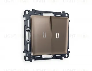 Выключатель двухклавишный с подсветкой (нейтральный белый свет) Ambrella Volt Alfa 10A/250В темная бронза матовый VM115+G14W+G14W+AP6340 VM115 + G14W + AP6340