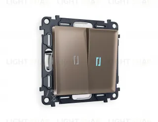 Выключатель двухклавишный с подсветкой (голубой свет) Ambrella Volt Alfa 10A/250В темная бронза матовый VM115+G17B+G17B+AP6340 VM115 + G17B + AP6340