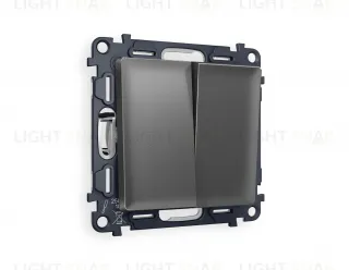 Выключатель двухклавишный Ambrella Volt Alfa 10A/250В антрацит серый VM115+AP6530 VM115 + AP6530