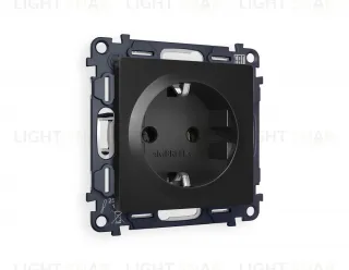 Розетка с заземлением Ambrella Volt Alfa 16A/250В, винтовой зажим, черный матовый VM141+AP8060 VM141 + AP8060