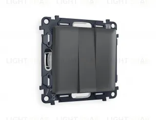 Выключатель трехклавишный Ambrella Volt Alfa 10A/250В графит VM133+AP9050 VM133 + AP9050