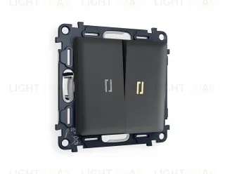 Выключатель двухклавишный с подсветкой (мягкий теплый свет) Ambrella Volt Alfa 10A/250В графит VM115+G11Y+G11Y+AP9040 VM115 + G11Y + AP9040