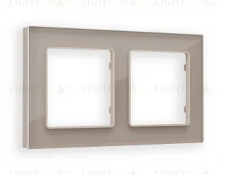 Рамка двойная Ambrella Volt Platos серо-бежевое стекло натуральное AF380602 AF380602