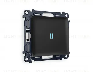 Переключатель одноклавишный (из 2-х мест) с подсветкой (голубой свет) Ambrella Volt Alfa 10A/250В черный матовый VM105+G29B+AP8020 VM105 + G29B + AP8020