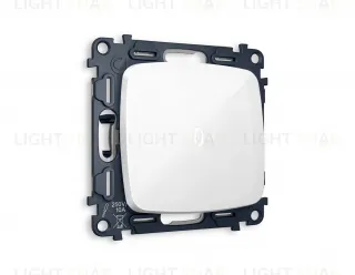 Переключатель одноклавишный (из 2-х мест) с подсветкой (нейтральный белый свет) Ambrella Volt Omega 10A/250В белый глянец VM105+G25W+OP1020 VM105 + G25W + OP1020