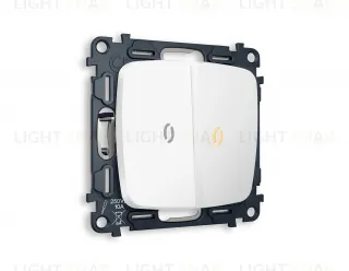 Выключатель двухклавишный проходной с подсветкой (мягкий теплый свет) Ambrella Volt Omega 10A/250В белый матовый VM120+G22Y+G22Y+OP1240 VM120 + G22Y + OP1240