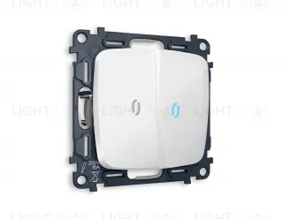 Выключатель двухклавишный с подсветкой (голубой свет) Ambrella Volt Omega 10A/250В белый глянец VM115+G17B+G17B+OP1040 VM115 + G17B + OP1040