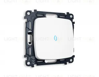 Выключатель одноклавишный с подсветкой (голубой свет) Ambrella Volt Omega 10A/250В белый матовый VM101+G17B+OP1220 VM101 + G17B + OP1220