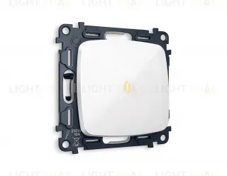 Выключатель одноклавишный с подсветкой (мягкий теплый свет) Ambrella Volt Omega 10A/250В белый глянец VM101+G11Y+OP1020 VM101 + G11Y + OP1020