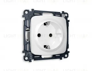 Розетка с заземлением с защитными шторками Ambrella Volt Omega 16A/250В, винтовой зажим, белый матовый VM141+OP1270 VM141 + OP1270