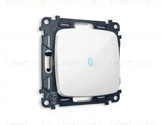 Переключатель одноклавишный (из 2-х мест) с подсветкой (голубой свет) Ambrella Volt Omega 10A/250В белый глянец VM105+G29B+OP1020 VM105 + G29B + OP1020