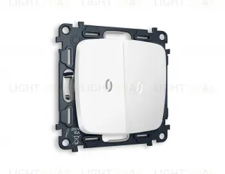 Выключатель двухклавишный с подсветкой (нейтральный белый свет) Ambrella Volt Omega 10A/250В белый матовый VM115+G14W+G14W+OP1240 VM115 + G14W + OP1240