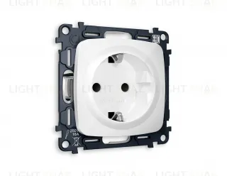 Розетка с заземлением с защитными шторками Ambrella Volt Omega 16A/250В, винтовой зажим, белый глянец VM141+OP1070 VM141 + OP1070