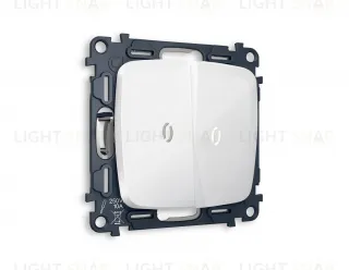 Выключатель двухклавишный проходной с подсветкой (нейтральный белый свет) Ambrella Volt Omega 10A/250В белый глянец VM120+G25W+G25W+OP1040 VM120 + G25W + OP1040