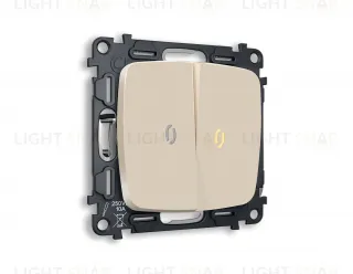 Выключатель двухклавишный с подсветкой (мягкий теплый свет) Ambrella Volt Omega 10A/250В бежевый матовый VM115+G11Y+G11Y+OP3240 VM115 + G11Y + OP3240